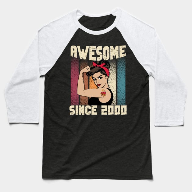 Awesome since 2000,22th Birthday Gift women 22 years old Birthday Baseball T-Shirt by JayD World